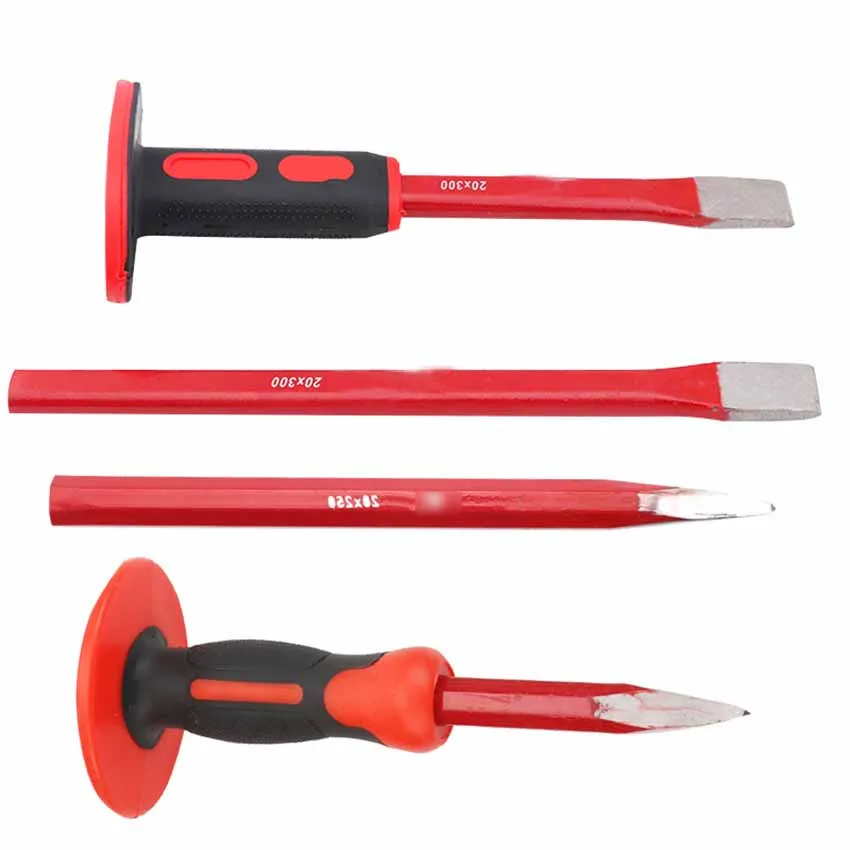 Heavy Duty Rubber Sleeve Flat Head Flat Chisel Steel Cement Chisel Wrench Repair Hand Tool
