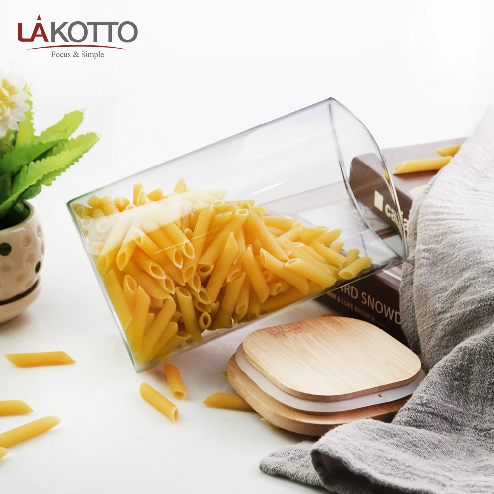 1300ml Kitchen Canisters Clear Glass Jars for Home Kitchen Thicken Airtight Food Storage jars with Wood bamboo lid