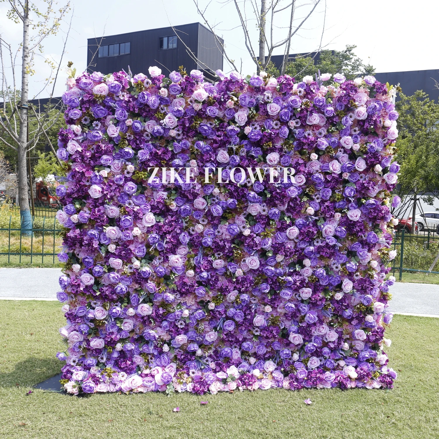 Events Photography Background Purple Flowers Artificial Roll up 5d Flower Wall Backdrop 8x8 Backdrop Decoration for Wedding