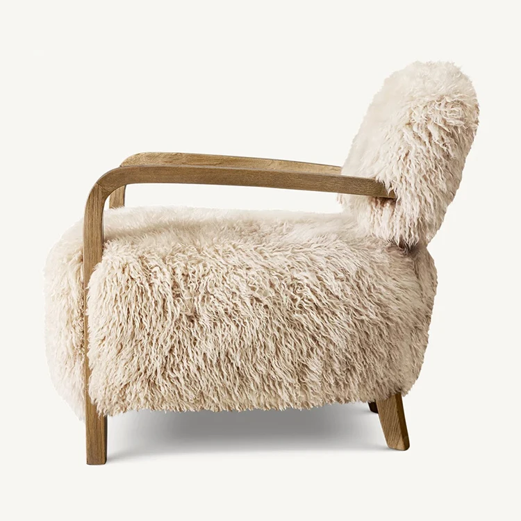 Faddish Black Brushy  Fabric and Wooden Frame Taddeus Chair Living Room Oak Chair