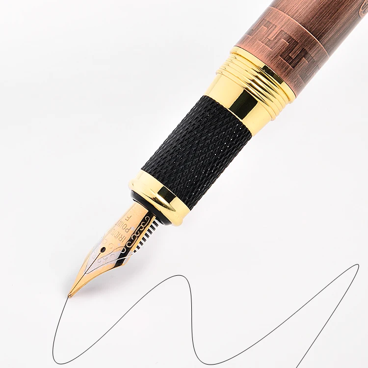 New Hot Executive Business Metal Fountain Pen Gift Promotional Heavy Pens Bronze and Red Copper Color Fast Delivery