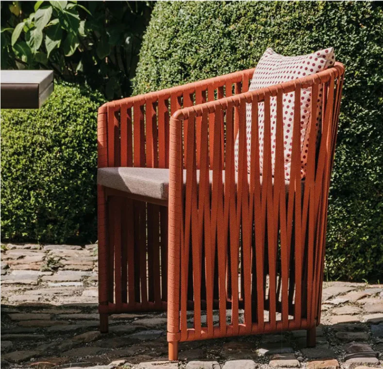 Nordic style outdoor dining sofa chair purple color garden furniture waterproof creative patio accent chair sofa combination