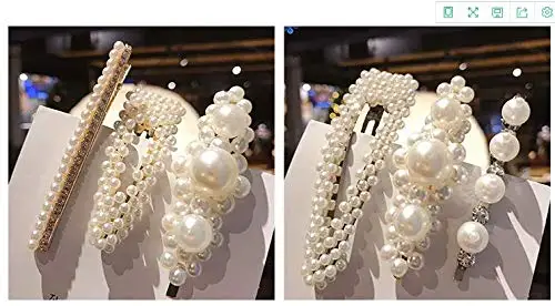 Artificial Pearl Barrette Hair Clips Set