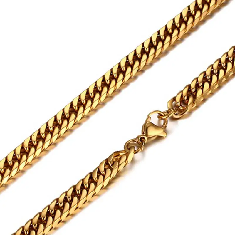 thick curb chain for men 14k big gold stainless steel cuban link chain necklace