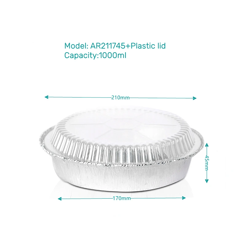 BGI round 8, 9 inches Round Deep Disposable Take Out Food Containers Aluminum Foil with Clear Lid