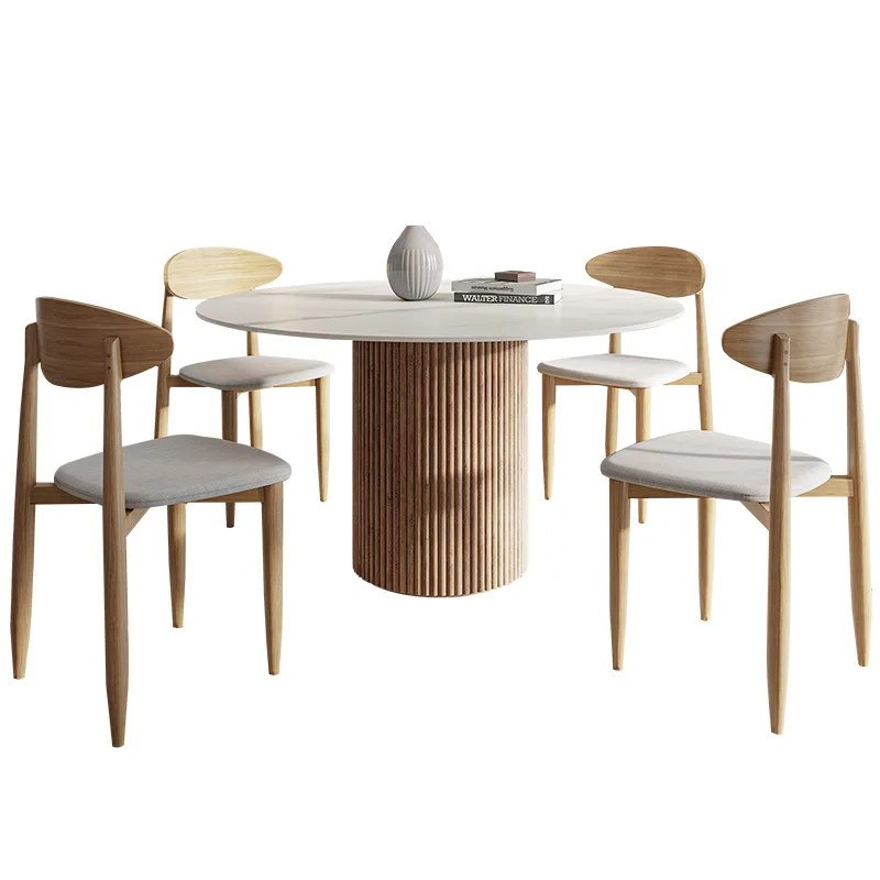 Dreamhause High Quality Round Solid Wood Dining Table Modern Marble Table Light Luxury Tables and Chairs