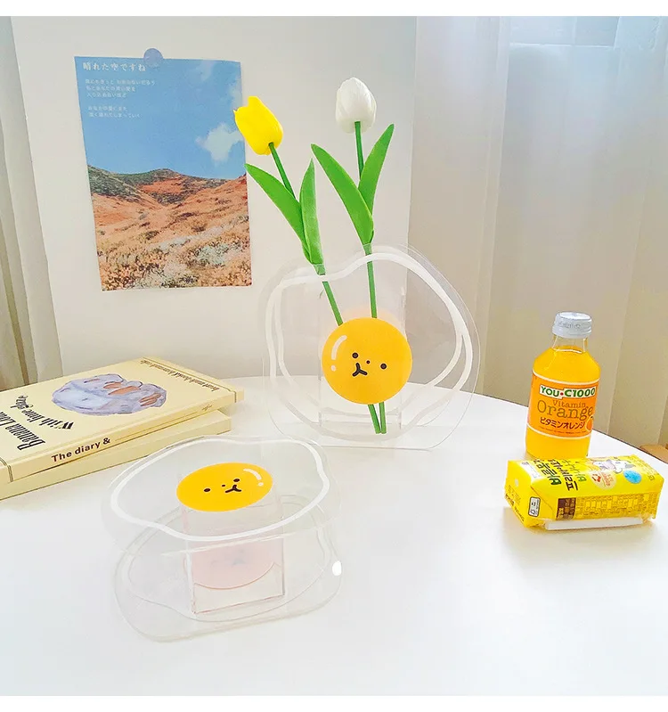 Acrylic Cute Pen Holder Ins Acrylic Vase For Flowers  And Make-Up Brush For Home Office Wedding Decoration