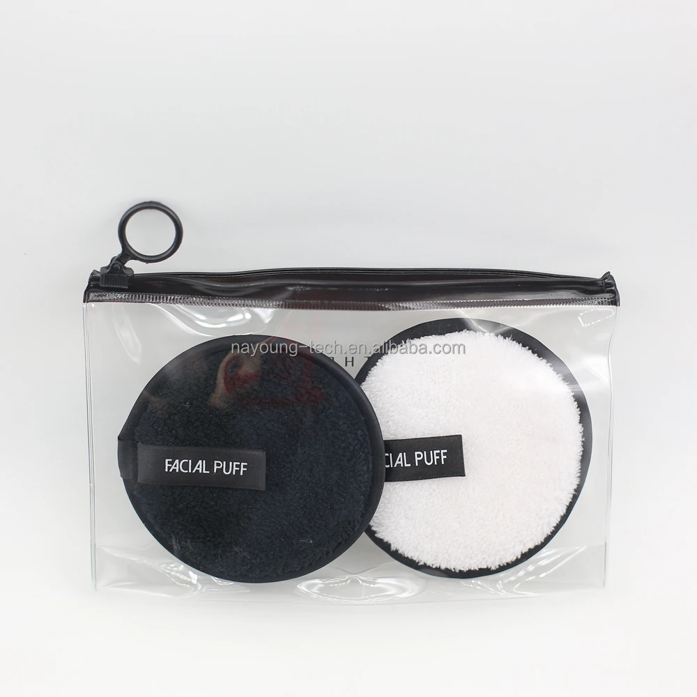 Custom Logo Natural Round Face Eraser Facial Cleaning Pad Microfiber Reusable Makeup Remover Pads