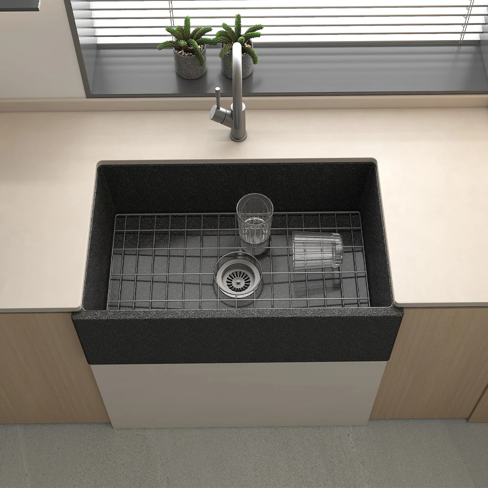 China wholesale modern cUPC handmade rectangular concrete kitchen sink Farmhouse apron front step concrete sink