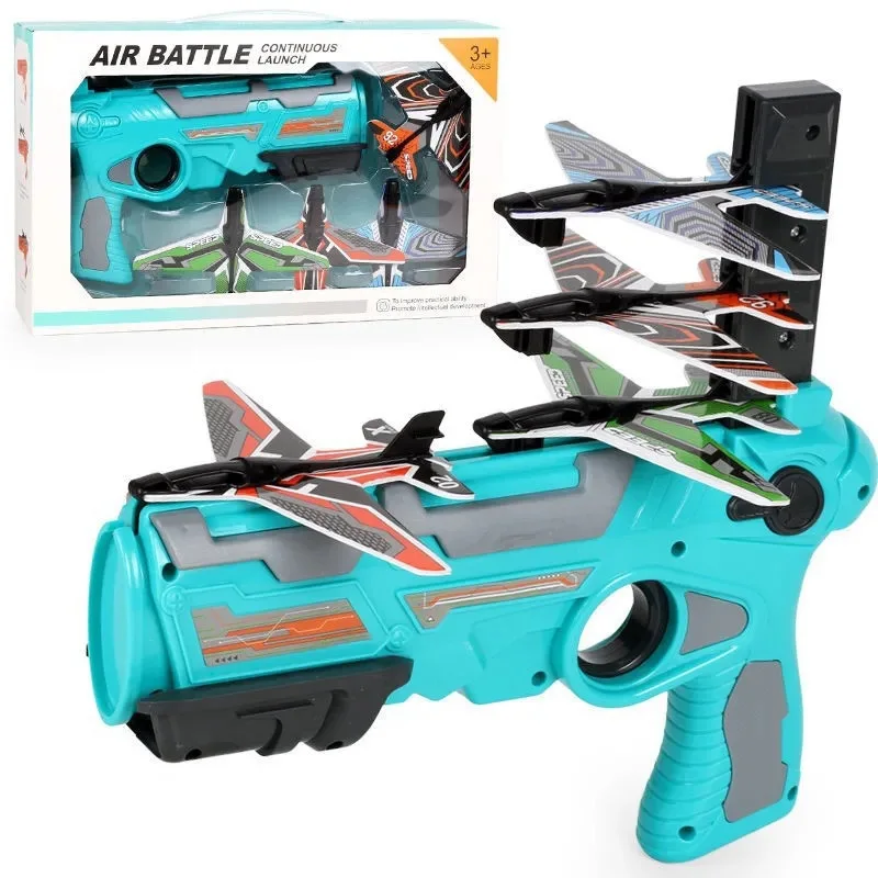 New hot seller boy outdoor toy glider launcher model airplane toy foam airplane hand thrower aircraft gun paper airplane