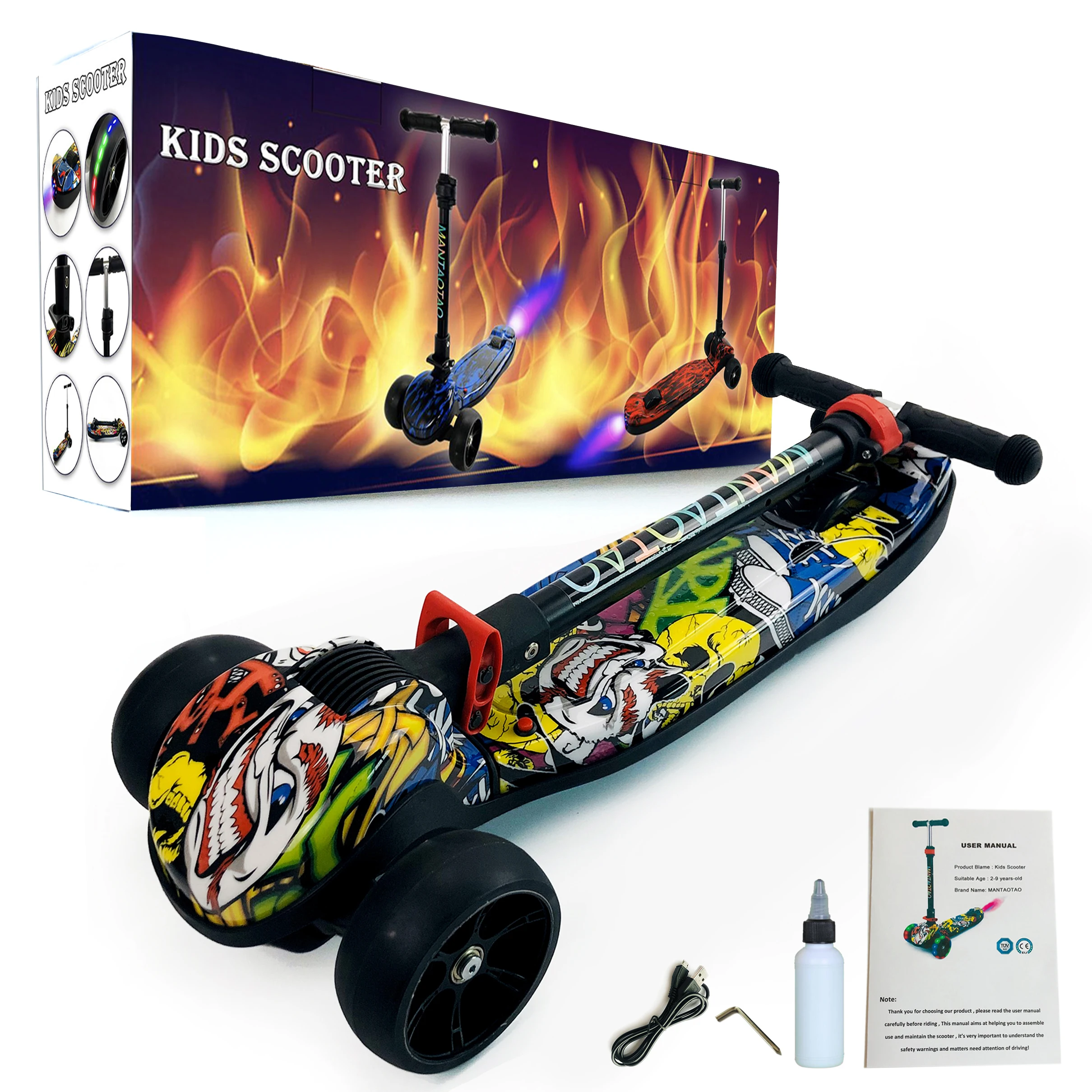 Kick скутеры ножной скутер светодиодный колесный детский спрей для ног Электрический скутер с функцией музыки для От 2 до 14 лет, детские подарки