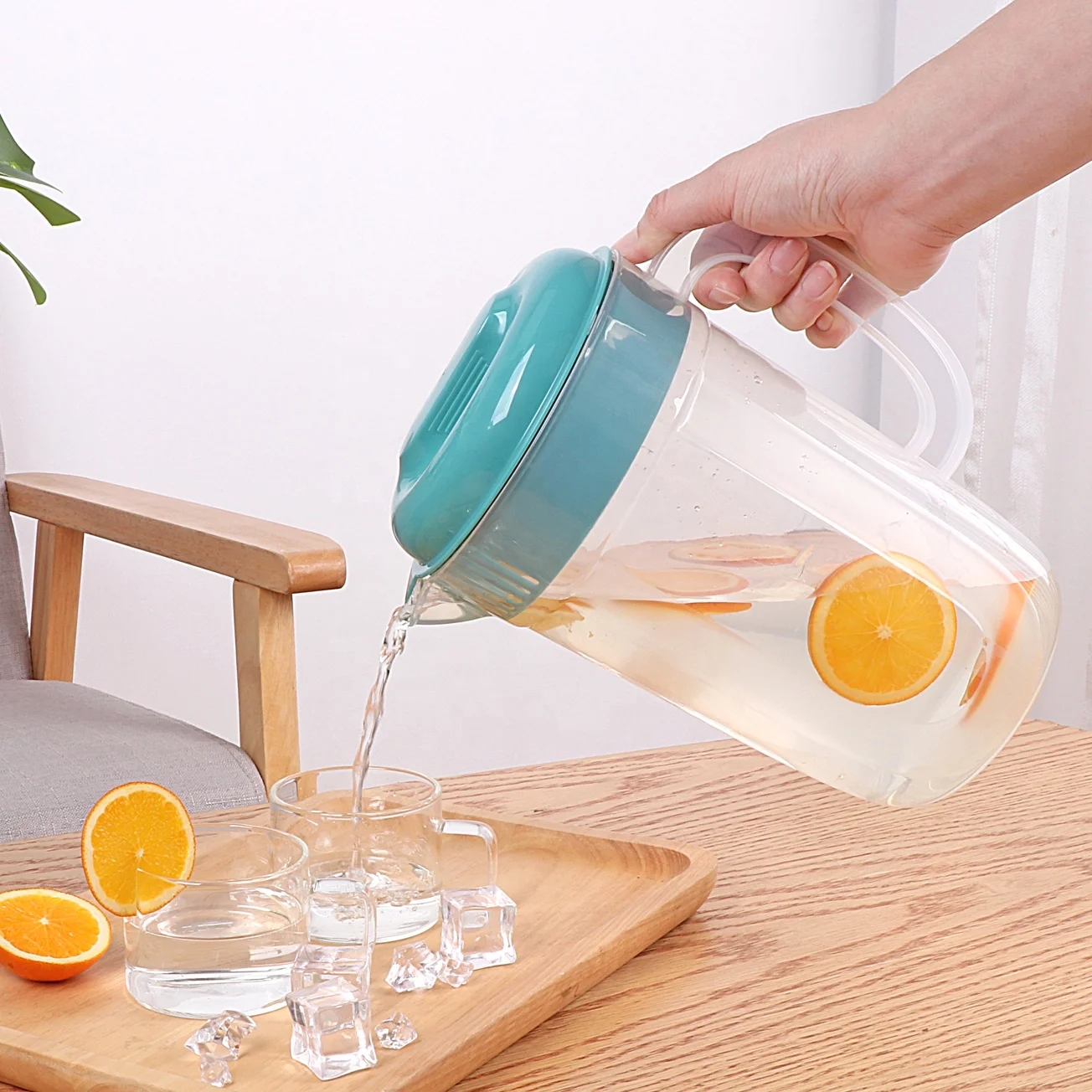 3.5L Large Capacity Transparent Juice/Coffee/Tea/Water Jugs Plastic Pitcher With Lid