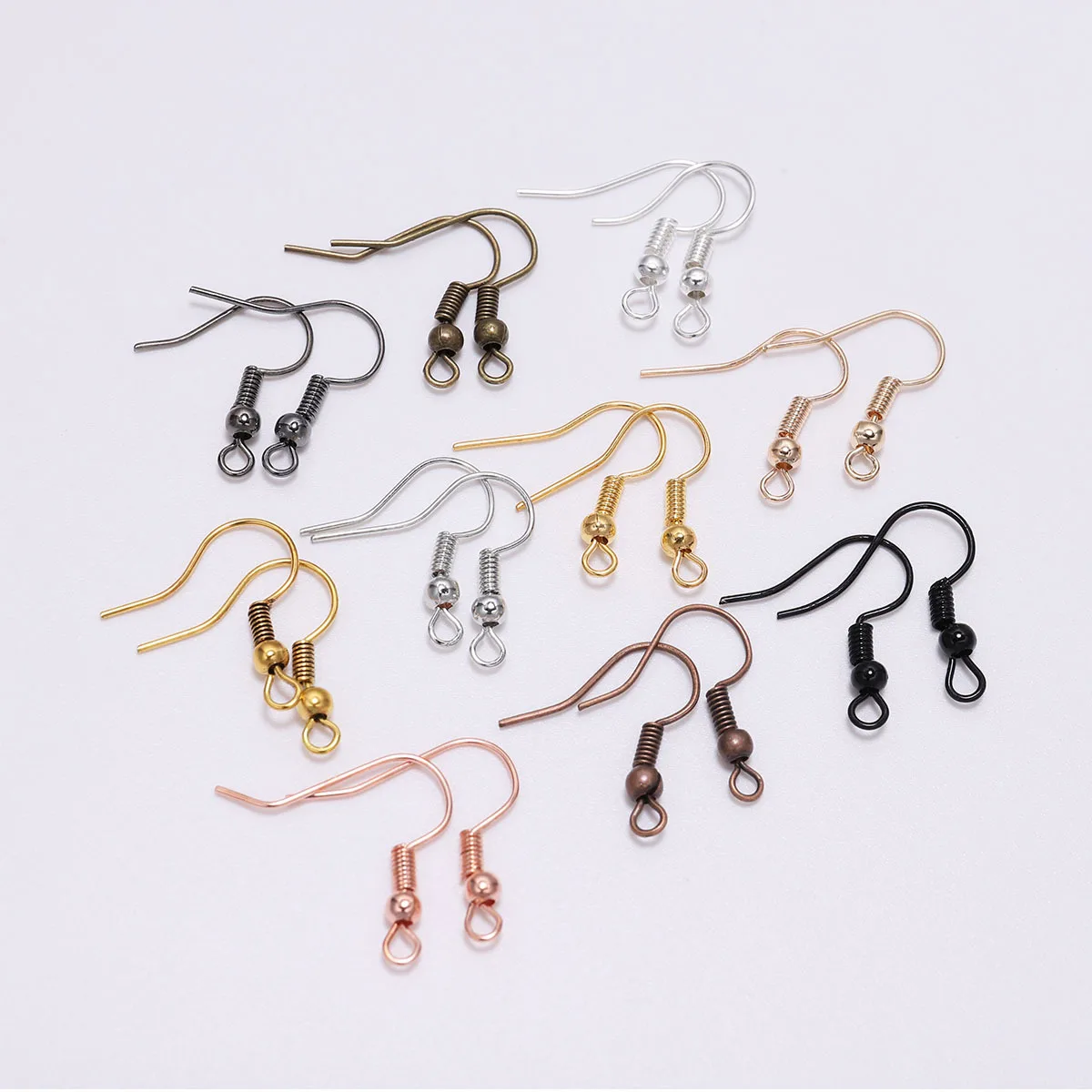 Fashion Iron Ear Hook Clasp With Bead Charms Earring Wires Fit Jewelry DIY Findings