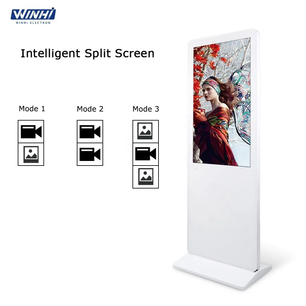 new 43 inch floor standing white metal shell Win operating system capacitive touch screen kiosk advertising digital signage