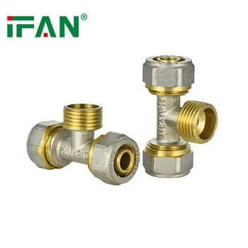 IFAN Wholesale 16-25mm Copper Male Tee Brass PEX Fittings Threaded Brass Fittings PEX Fittings