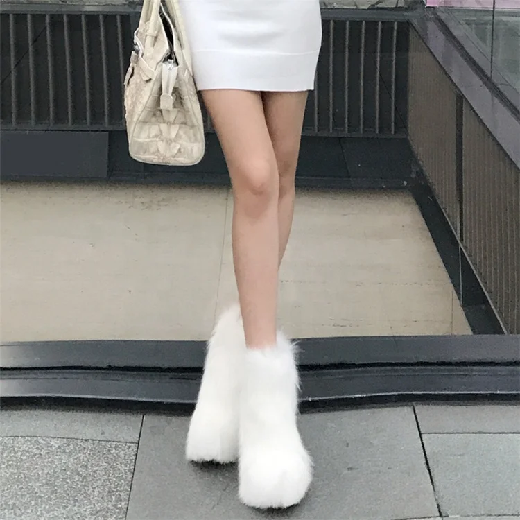 
Top grade quality of fox tall fur boots for women 