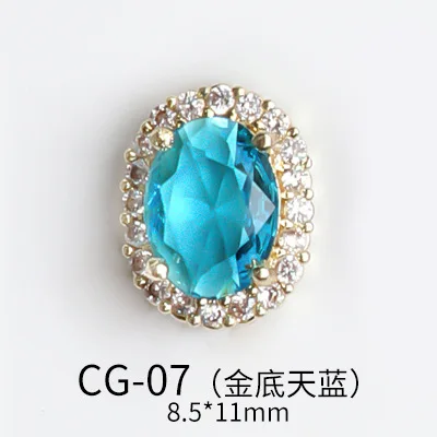 Factory Wholesale Shiny Zircon Oval Shape Nail Charms Rhinestones Round Design Nail Jewelry for Women Girls