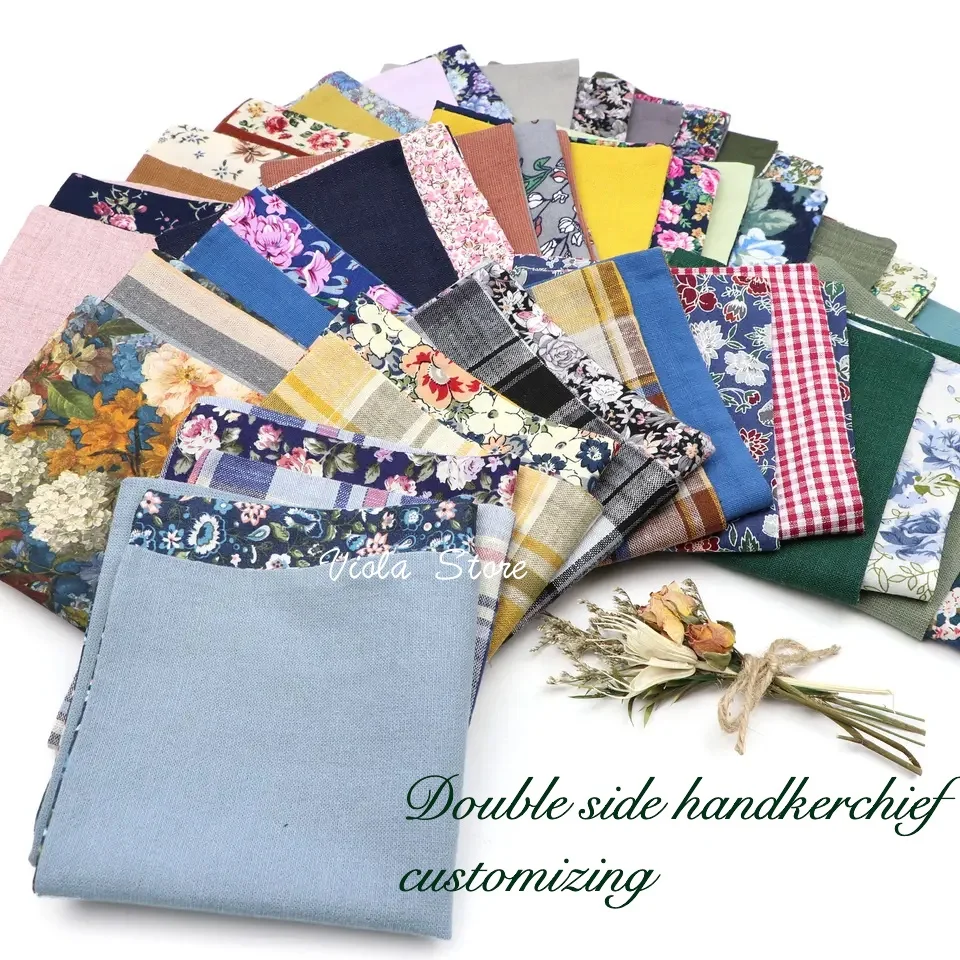 Customize Hankie 23cm 100% Cotton Plenty Patterns Quality Men Wedding Casual Party Tie Matching Pocket Square Gift Accessory