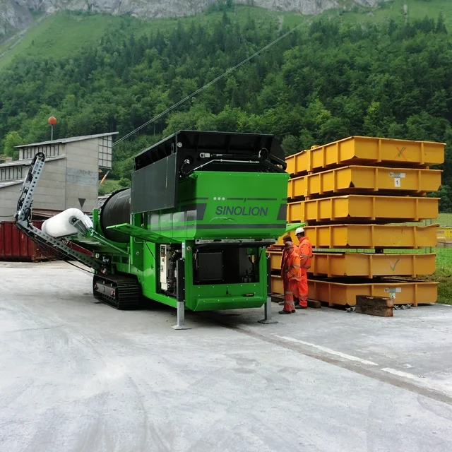 Hydraulic tracked sand gravel washing trommel screen topsoil  mobile firewood rock worms topsoil drum trommel screener