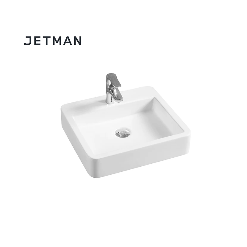 
JM7179 360*250*105 Elegant ceramic art outdoor wash basin commercial bathroom sink 
