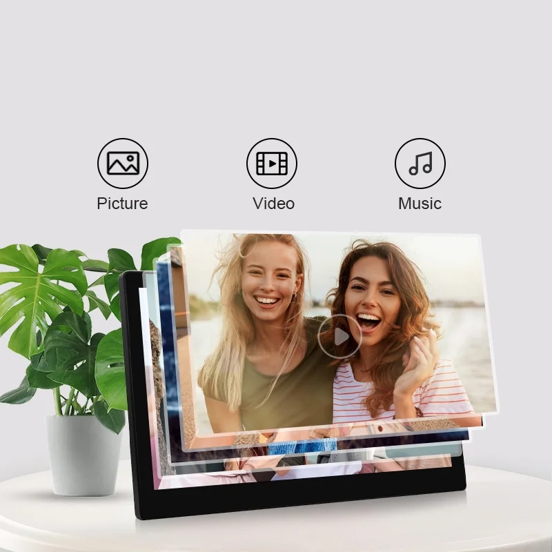 Chinese Supplier UK Plug Wood Acrylic Picture 15.6 Inch Digital Photo Frame