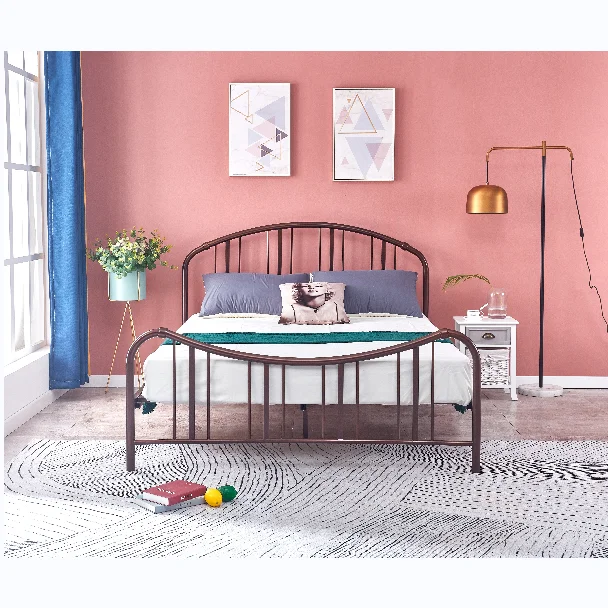 wholesale morden White Black colourful easy assemble cheap Metal Bed Wrought Iron Bed Frame Bedroom Furniture