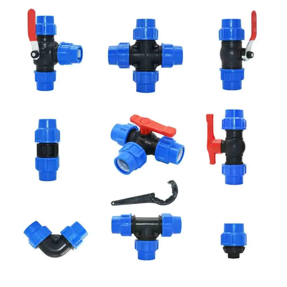 20 MDPE Cross Switch Water Splitter Quick Connector for 4-Way Ball Valve Interfaces Cross Valve PE Shut-Off ball Valve