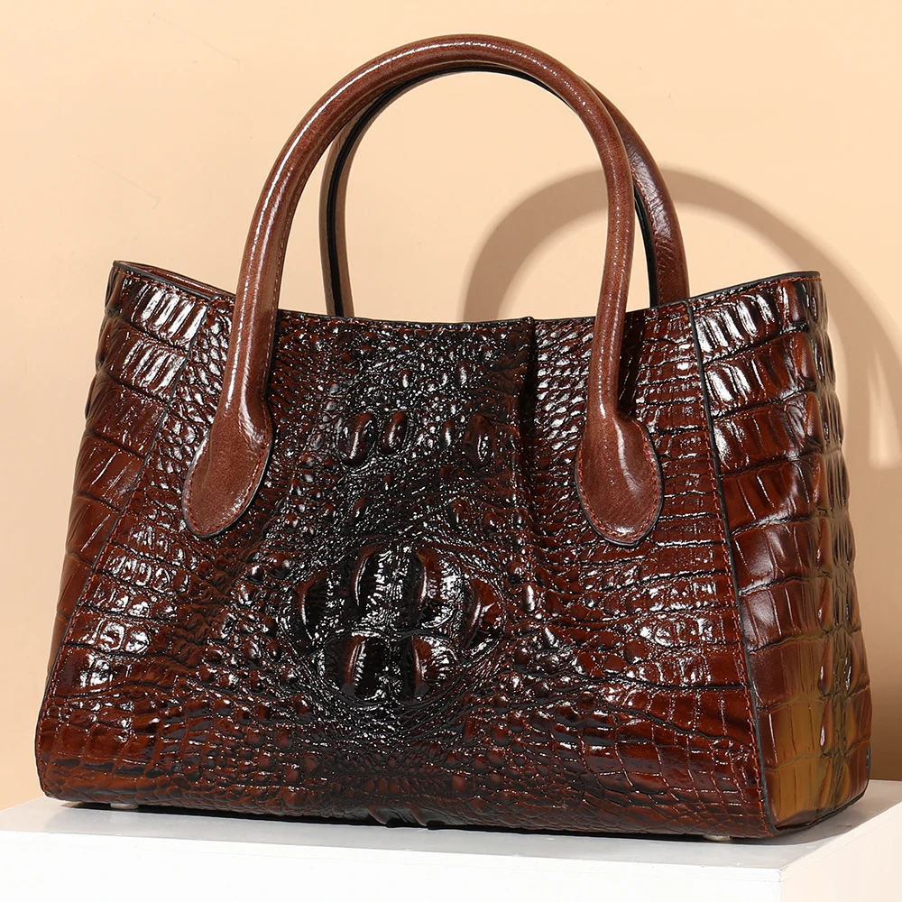
Модная женская винтажная сумка из натуральной кожи с крокодиловым узором, Вместительная женская сумка через плечо, оптовая продажа, роскошная сумка для покупок  (62331411076)
