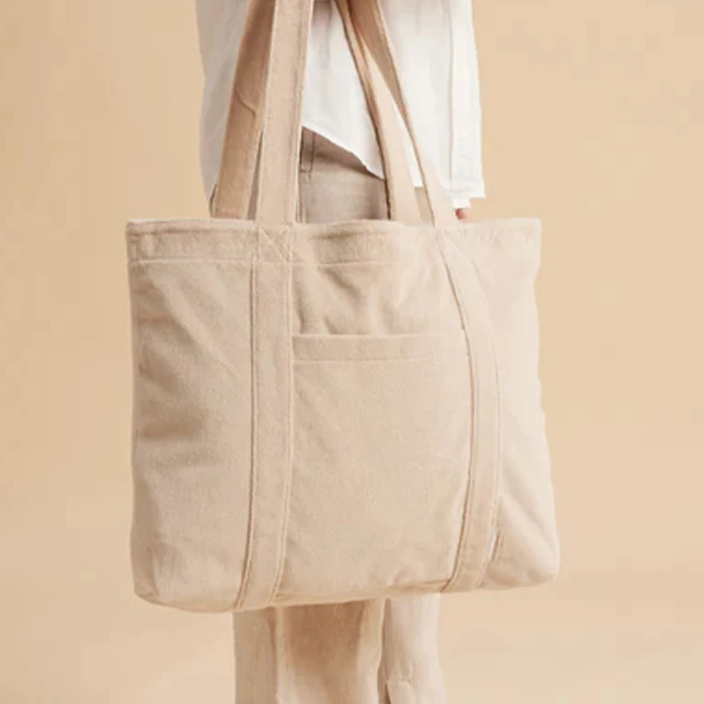 Terry Bag Beach Towel Cloth Bag Custom Soft Luxury Towel Tote Towelling Handbag For Women