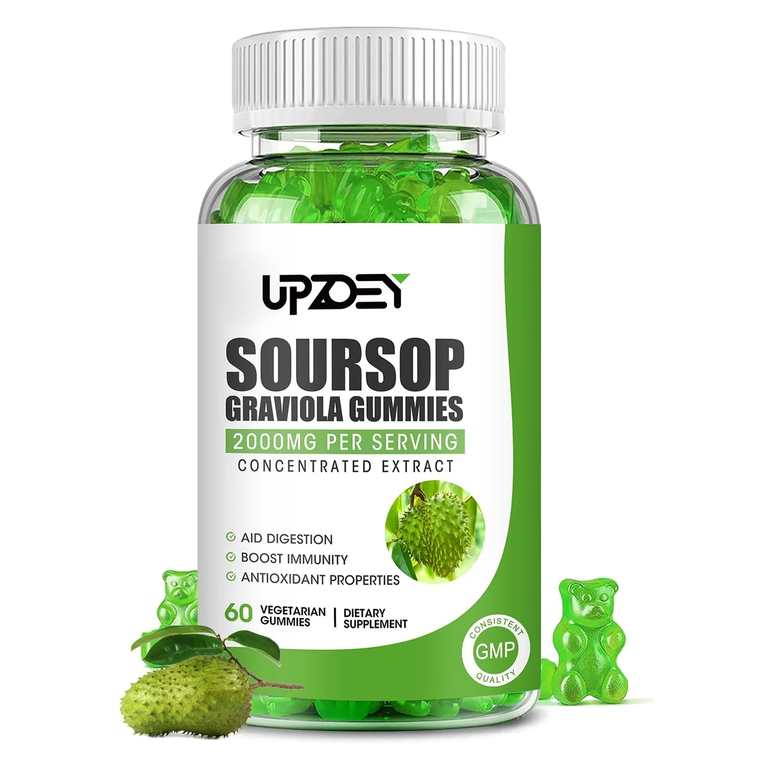 Soursop Gummies витамин С цинк с натуральным ингредиентом добавка для пищеварительной помощи иммунная поддержка и антиоксидантные свойства