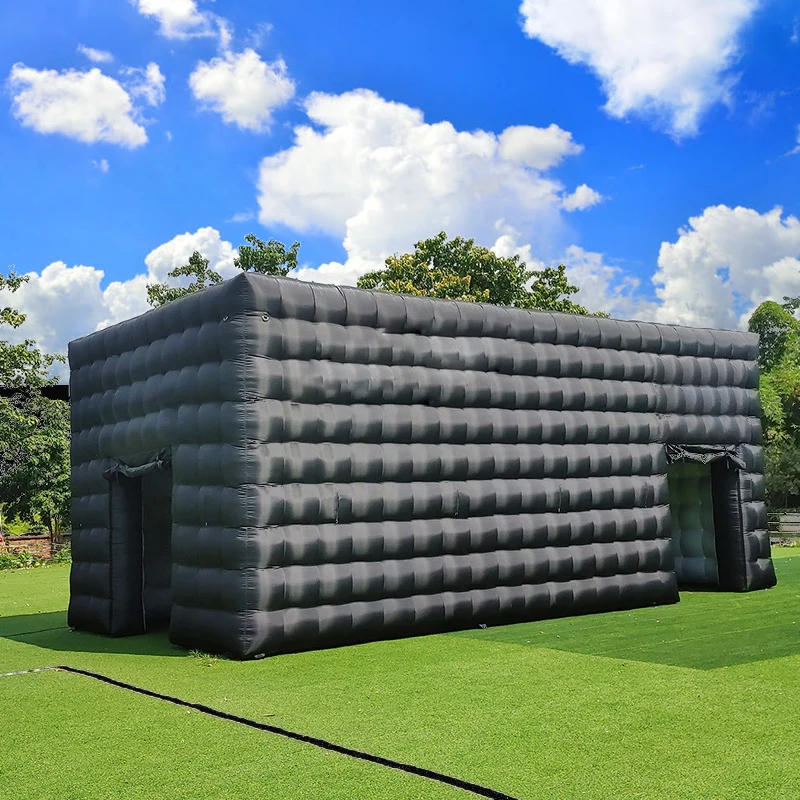 portable mobile nightclub party night club waterproof air cube black inflatable tent with LED lights