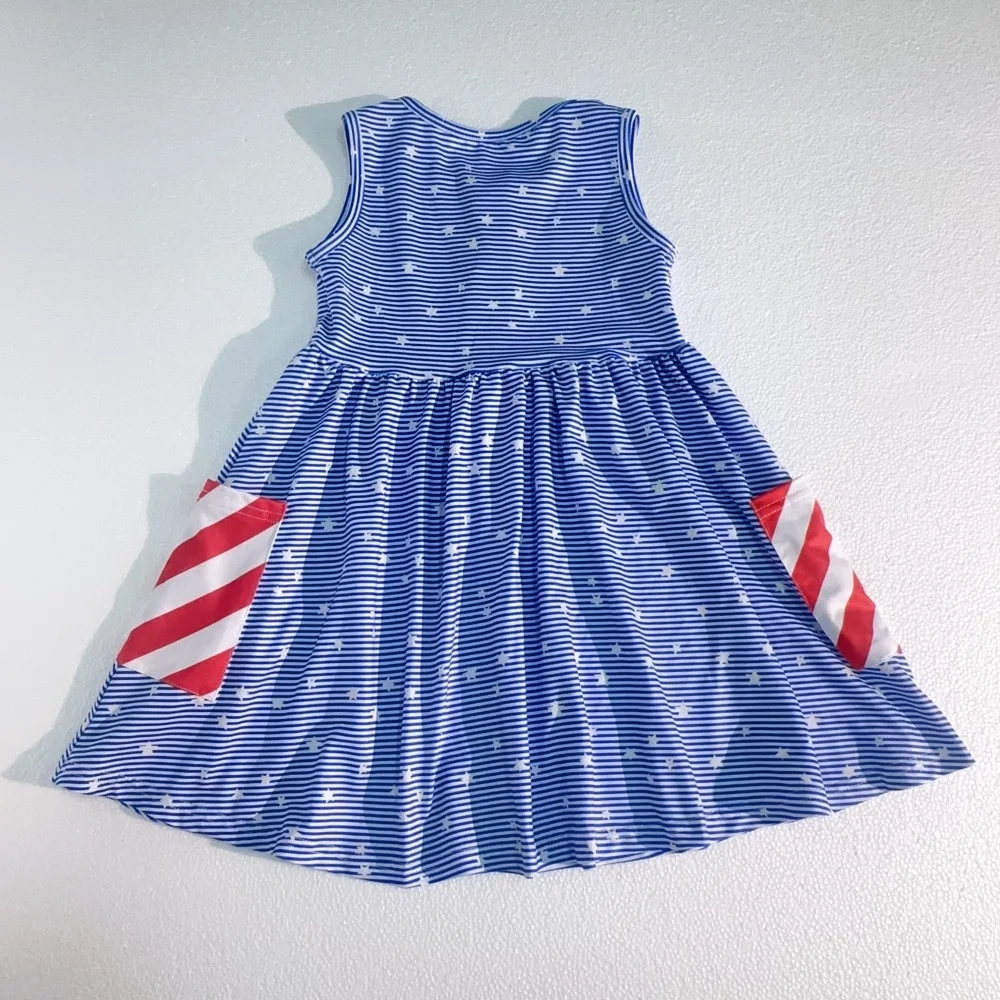 Hot Sale American Girls Flag Dresses Baby Girl Sleeveless 4th Of July Girls Clothing Baby Dress