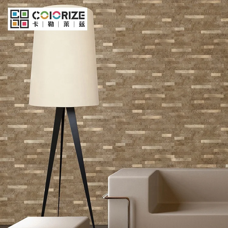 290x300 мм 3 мм линейный кожуру и палкой мозаичная плитка стены коричневый микс с золотистым цветом полосы Self мозаика PVC LVT клей для плитки