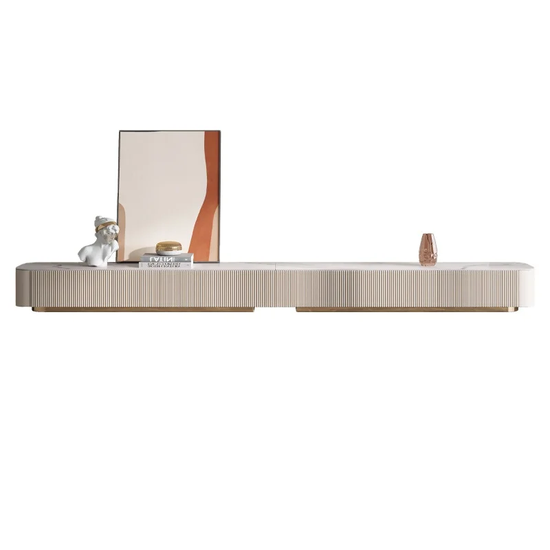 Italian Light Luxury Rock Plate TV Cabinet Modern minimalist floor standing TV cabinet Household rounded corner TV cabinet