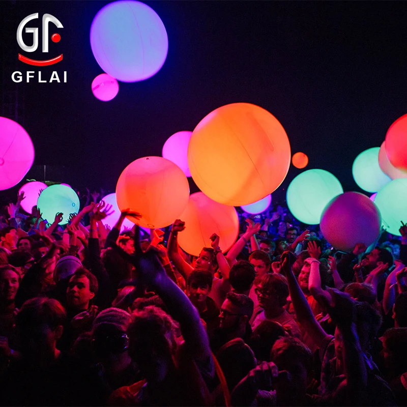 Floating Beach Balls 60cm Inflatable Multi-Color Luminous Party Yard Outdoor Indoor Play LED Lighted Decorative Ball