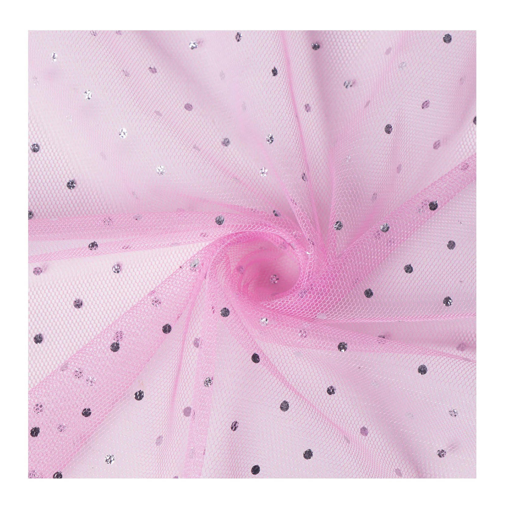 Polka Dots Sequin Beaded Shiny Soft Dress Mesh Fabric For Woman Fashion Party Dress