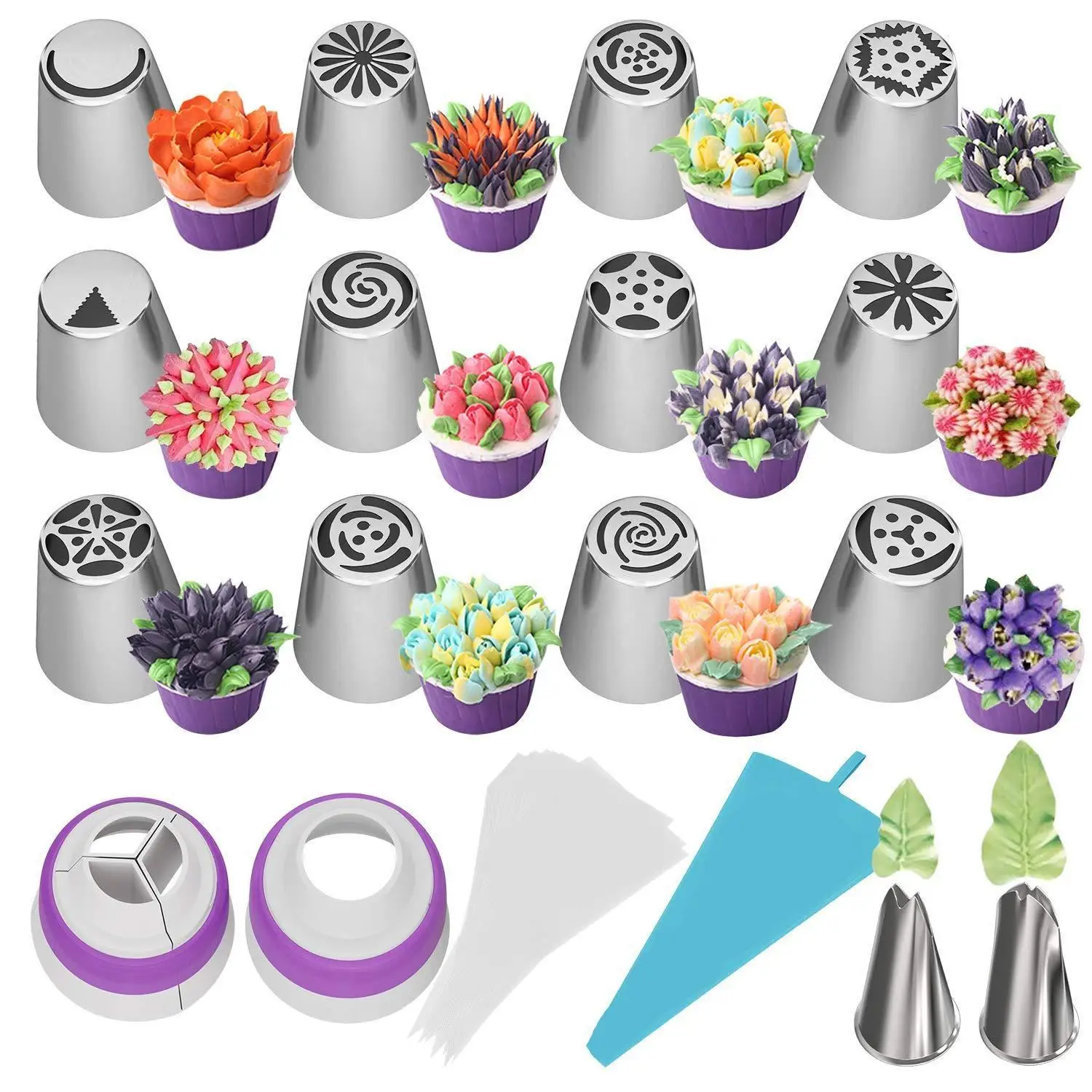 27 pc set Russian nozzle pastry bag cake tools basket stainless steel baking tool