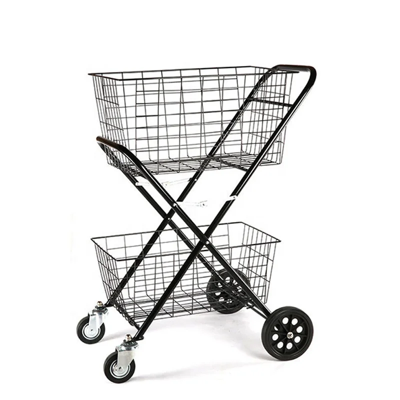 Metal  Laundry trolley cart with removable basket laundry cart with wheels
