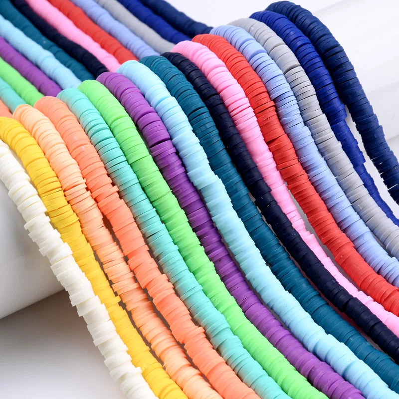 JC Wholesale 6mm 320pcs per strand Polymer Clay Beads flat round soft clay beads for jewelry making