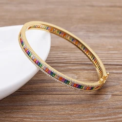 New Arrival Rainbow Crystal Bracelets Cubic Zirconia Easy Wear Buckle Design Women Bangles Fashion Accessories Jewelry Gift