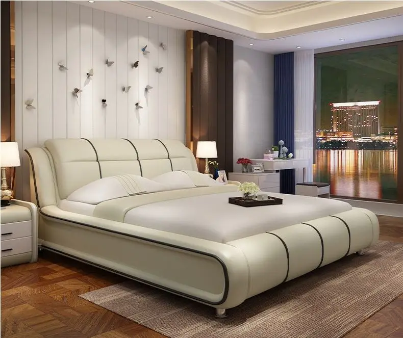 Double bed master bedroom tatami wedding bed imported pine frame + latex mattress + 1 cabinet