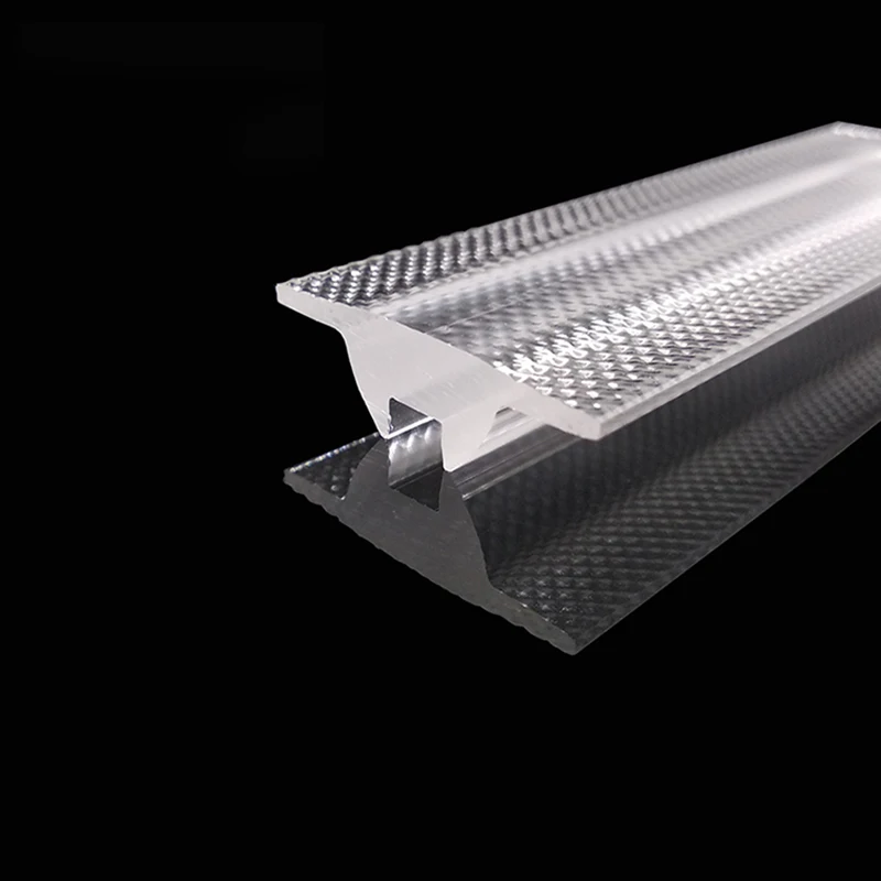 High Quality Transparent LED Extrusion Aluminum Profile Plastic PMMA 90 degree Linear Lens LED Lighting Len With Emboss Effect