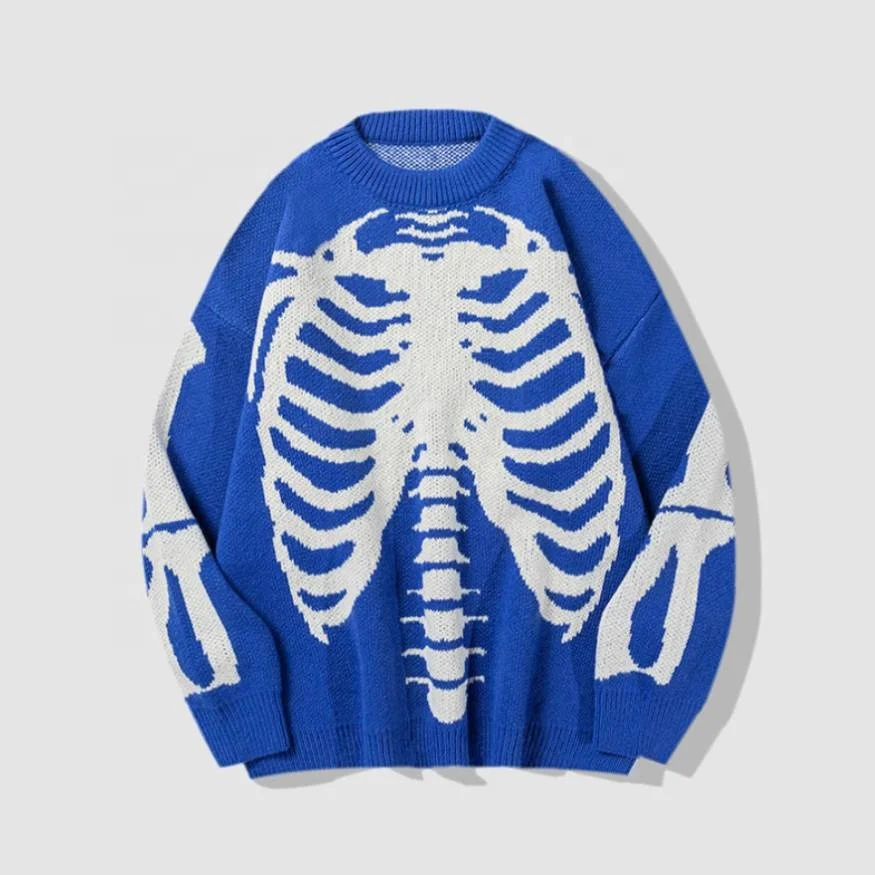 2022 Custom LOGO OEM & ODM men sweater Jacquard pullover knitwear cotton Knitted Long Sleeve knit crew neck sweater men