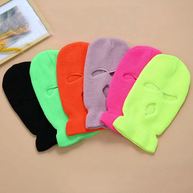 Wholesale factory Custom Ski Masks Balaclava for Skiing Cycling Adult Men 3 Hole Full Face Windproof cover face hat cap