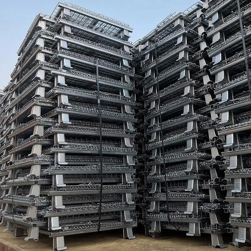 Industrial Bulk Roll Stacking Container Galvanized Mesh Wire China Foldable Durable Metal Storage Cages With Wheels
