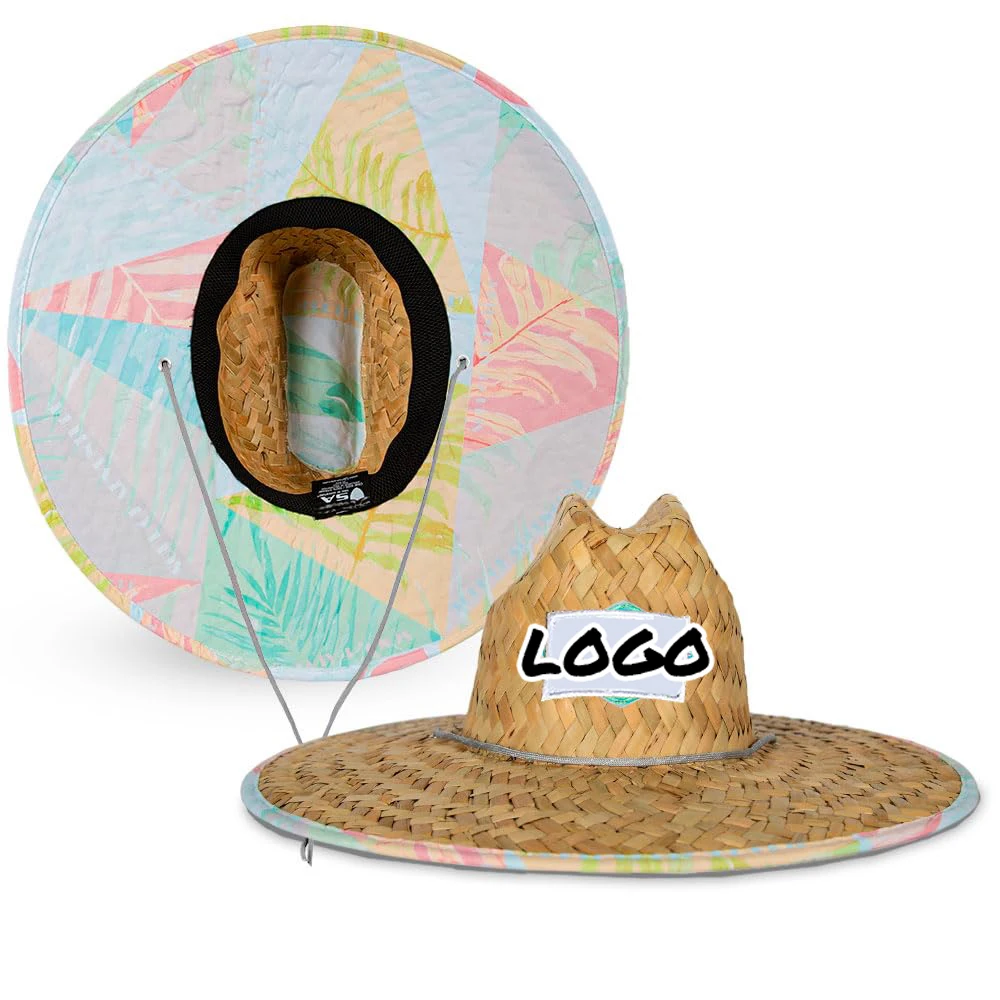 Custom Patches Quality Men Woman Summer Beach Surf Hats Chapeau De Paille Homme Lifeguard Mexican Straw Hat
