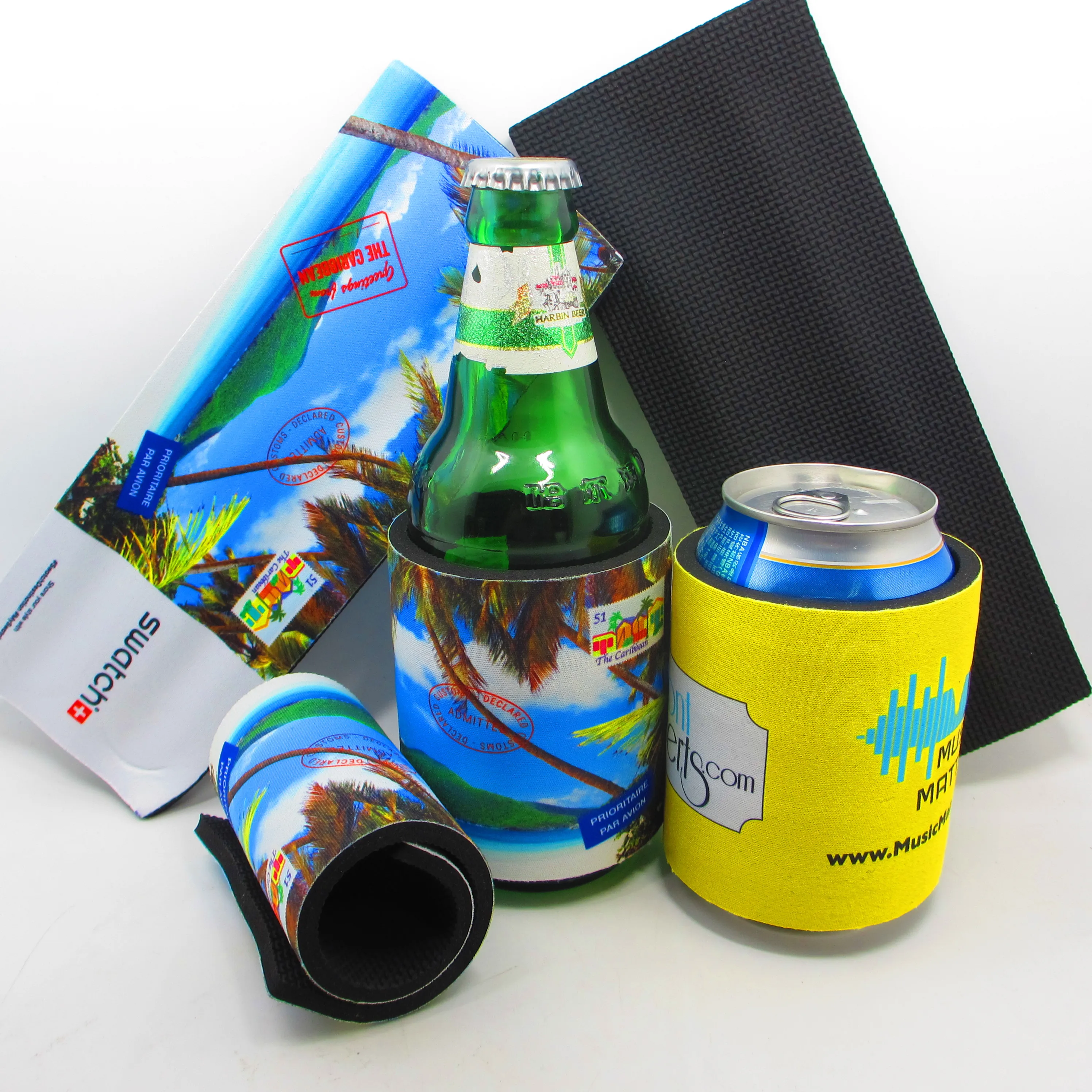 Neoprene Blank White Slap Can Cooler Wrap Snap on Beer Bottle