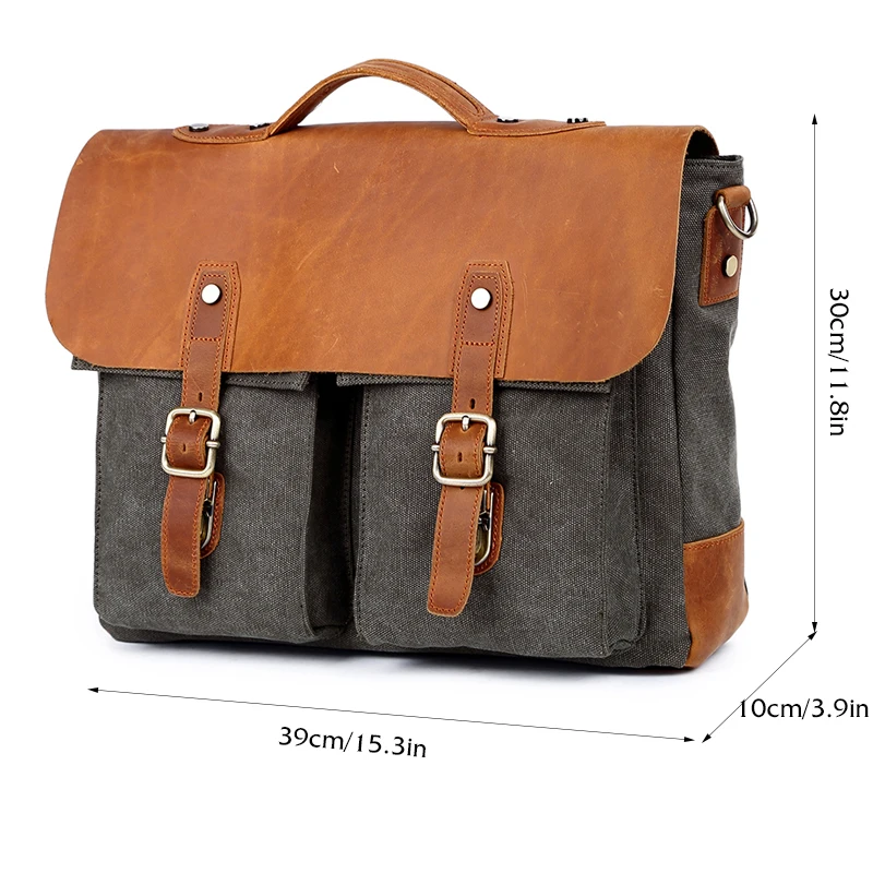 Vintage Business Travel Work Lawyer Portfolio Briefcase for Men Brief Case Bags Crossbody Messenger Bag Attache Case