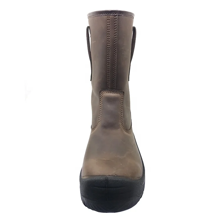 CE approved anti slip oil proof S1P SRC leather welding boots anti-static puncture resistant steel toe high rigger boots