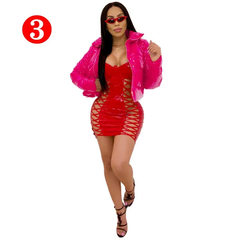 
Bright Shiny gold Winter Cropped Warm Parka Women Casual Fashion Clothes 2020 Long Sleeve Bubble Coat Puffer Jacket Outwears 